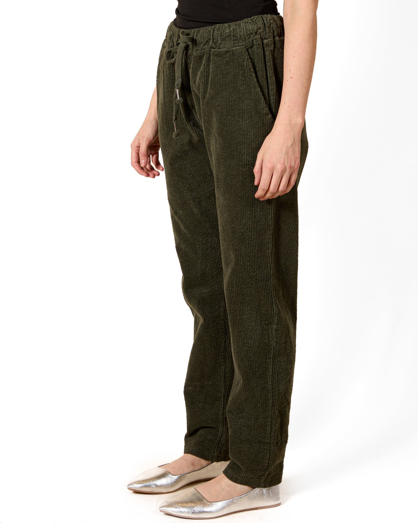 Pantalon militaire à cordon de serrage, style Poo Boy, côtelé.