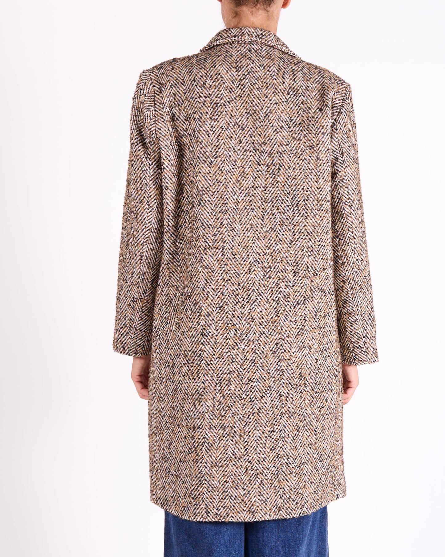 Dijon 1 Button 2 Pocket Herringbone Coat