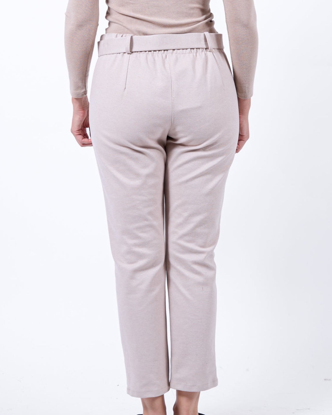 Pantalon en feutre beige à ceinture arrière