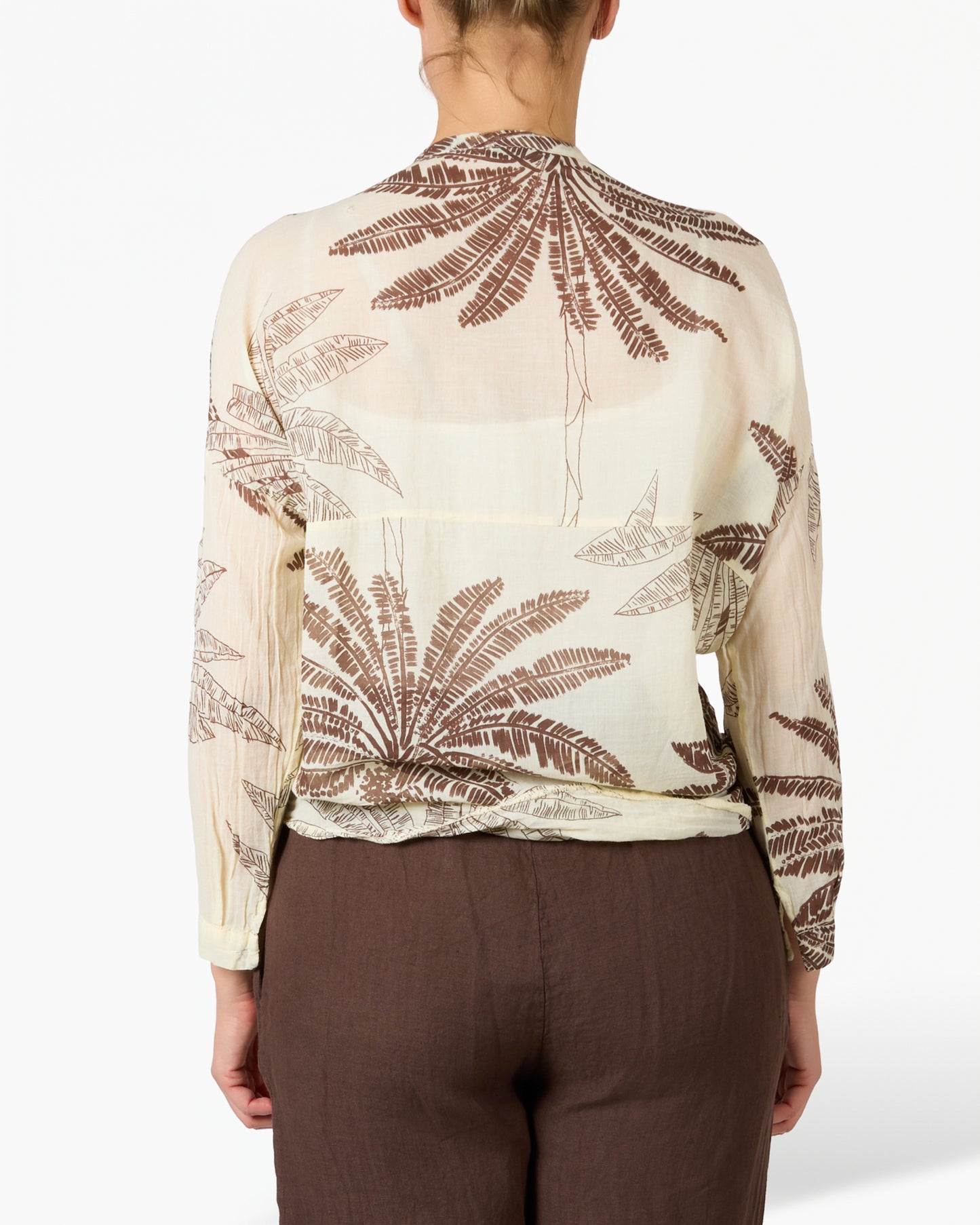 Blouse boutonnée imprimé palmier jaune