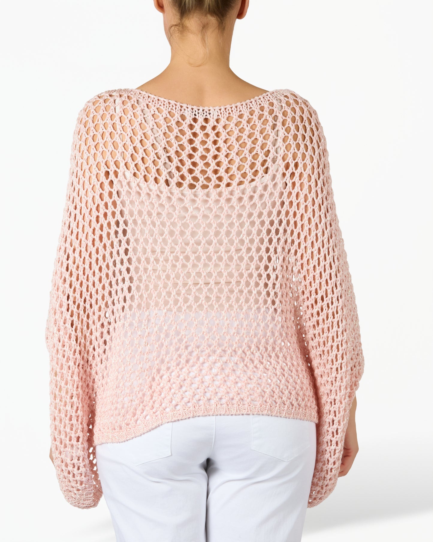 Pull en tricot ample style poncho rose
