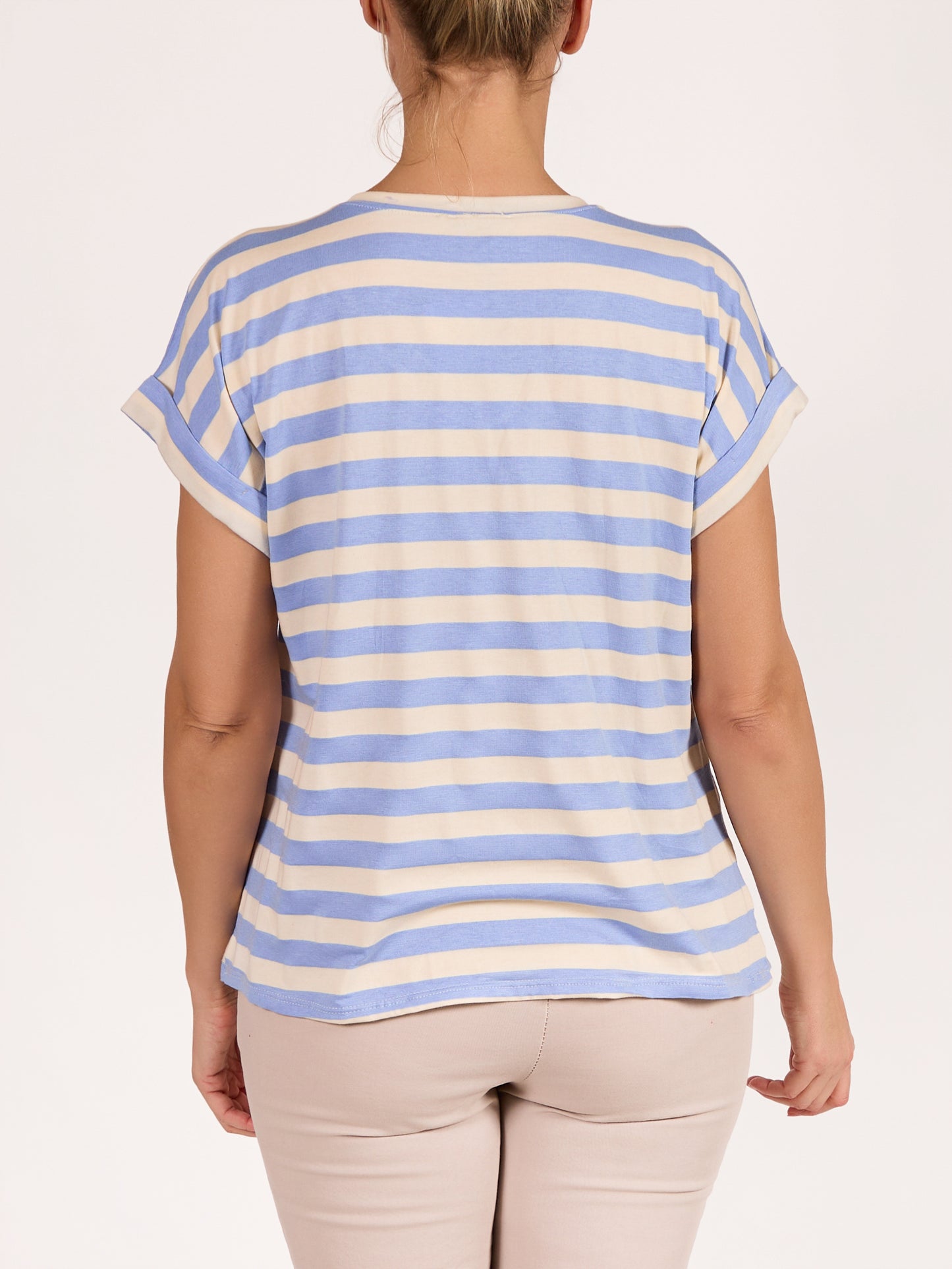 T-shirt rayé coupe décontractée bleu