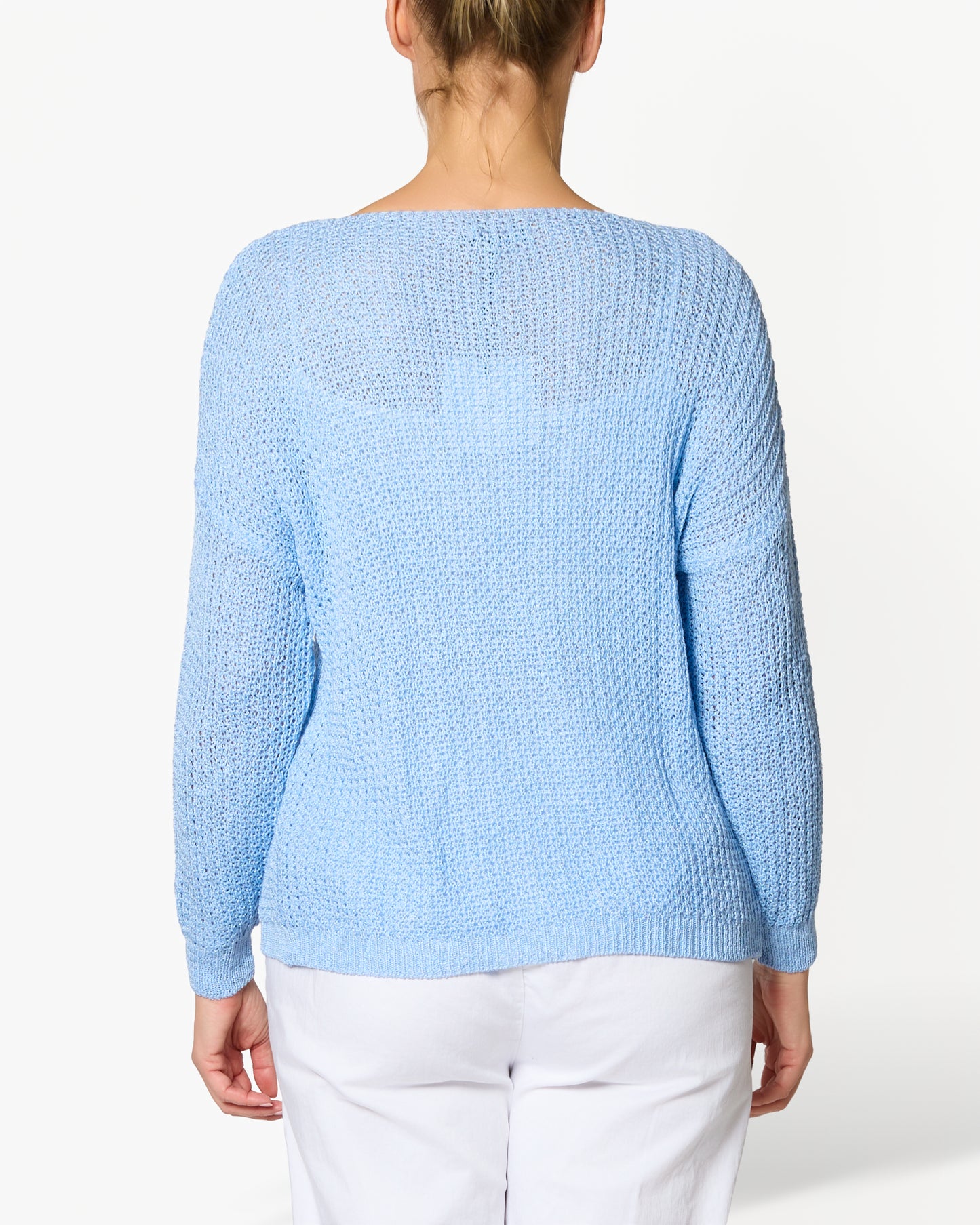 Pull bleu à encolure bateau et épaules tombantes LOVE
