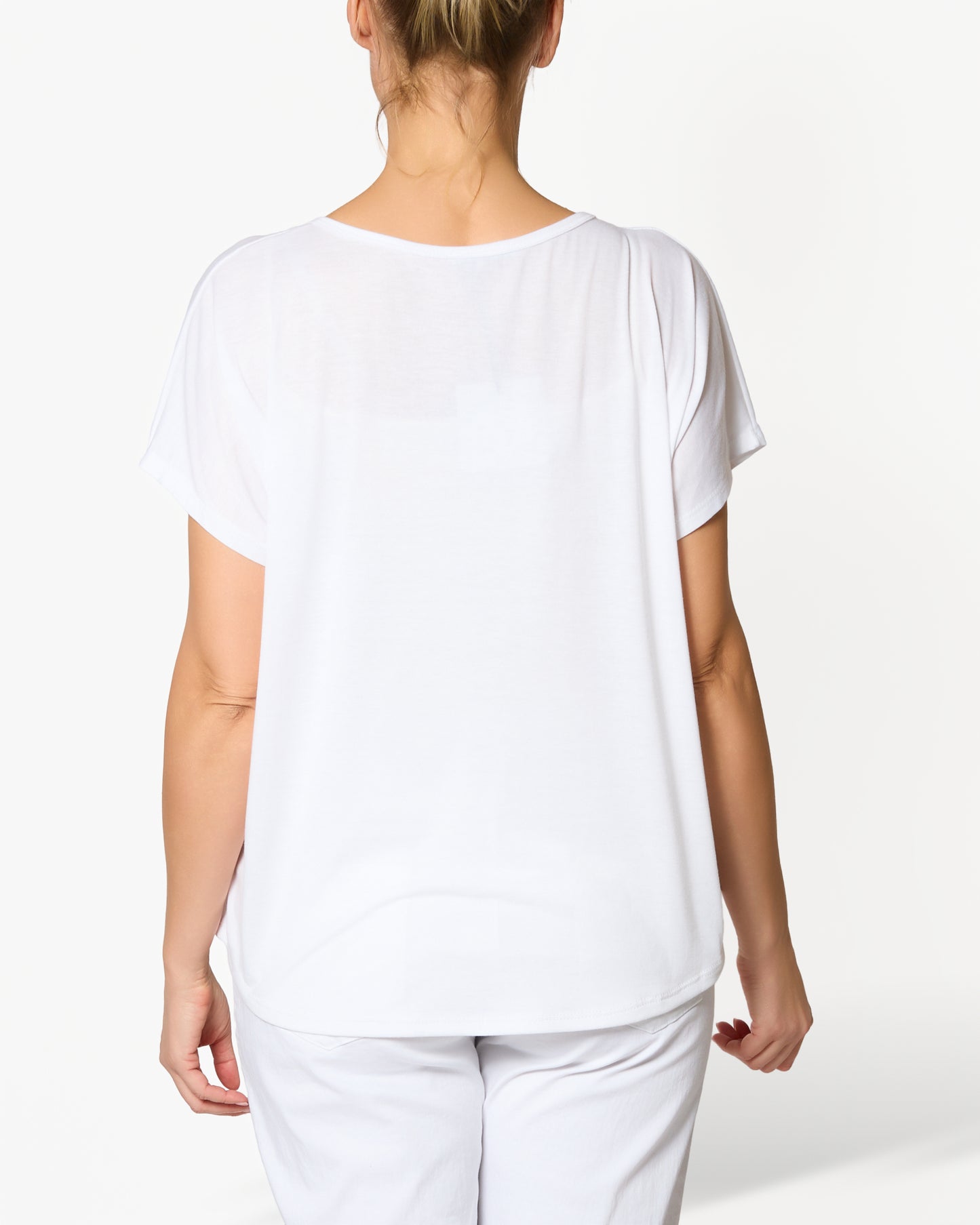 T-shirt blanc à encolure ronde et manches courtes avec motif Limoncello