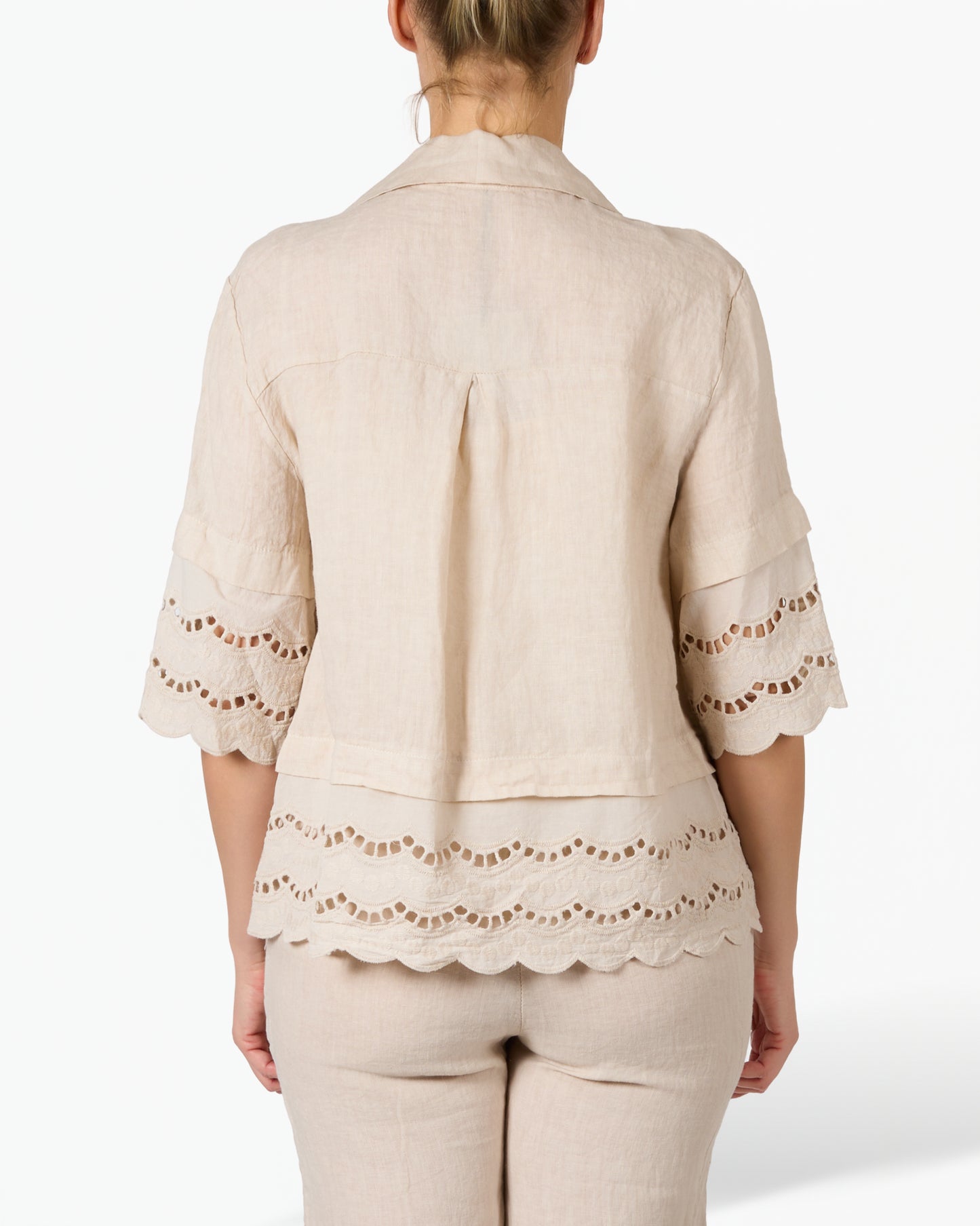 Chemise Boutonnée avec Ourlet à Œillets aux Coudes