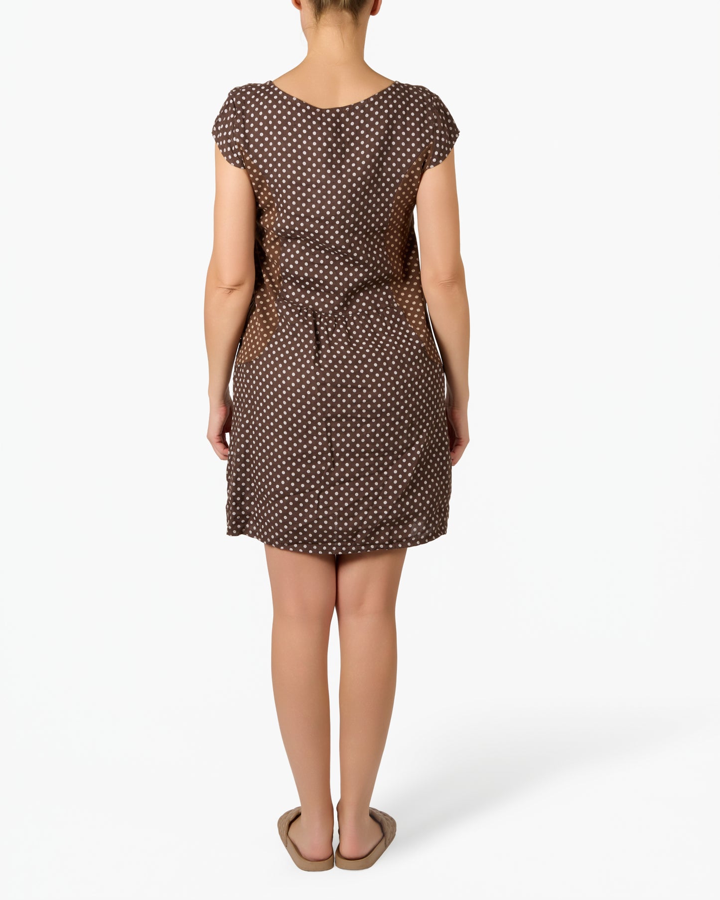 Robe espresso à pois mini manches cap