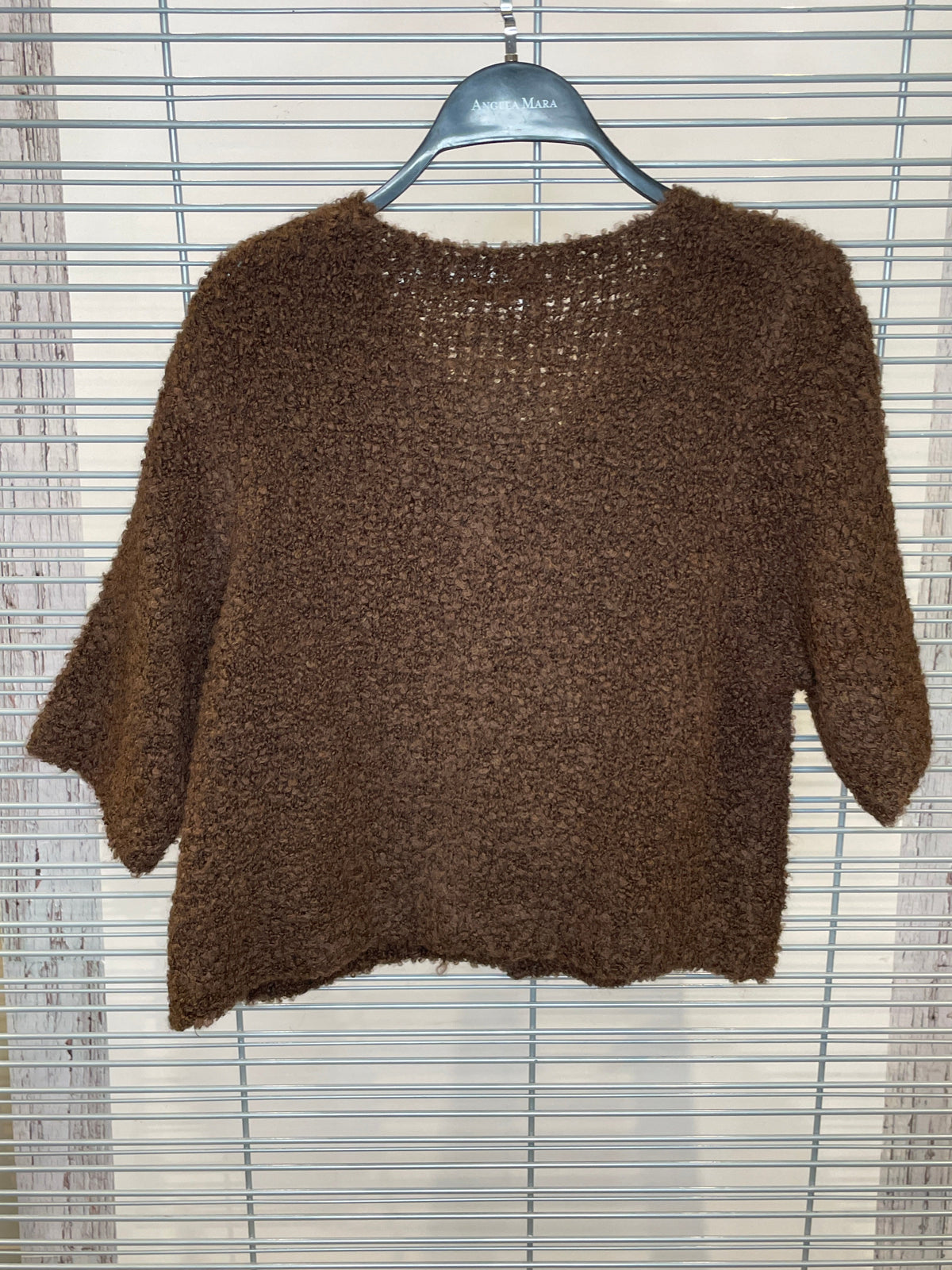 Bouclé Knit Button-Front Cardigan – Espresso
