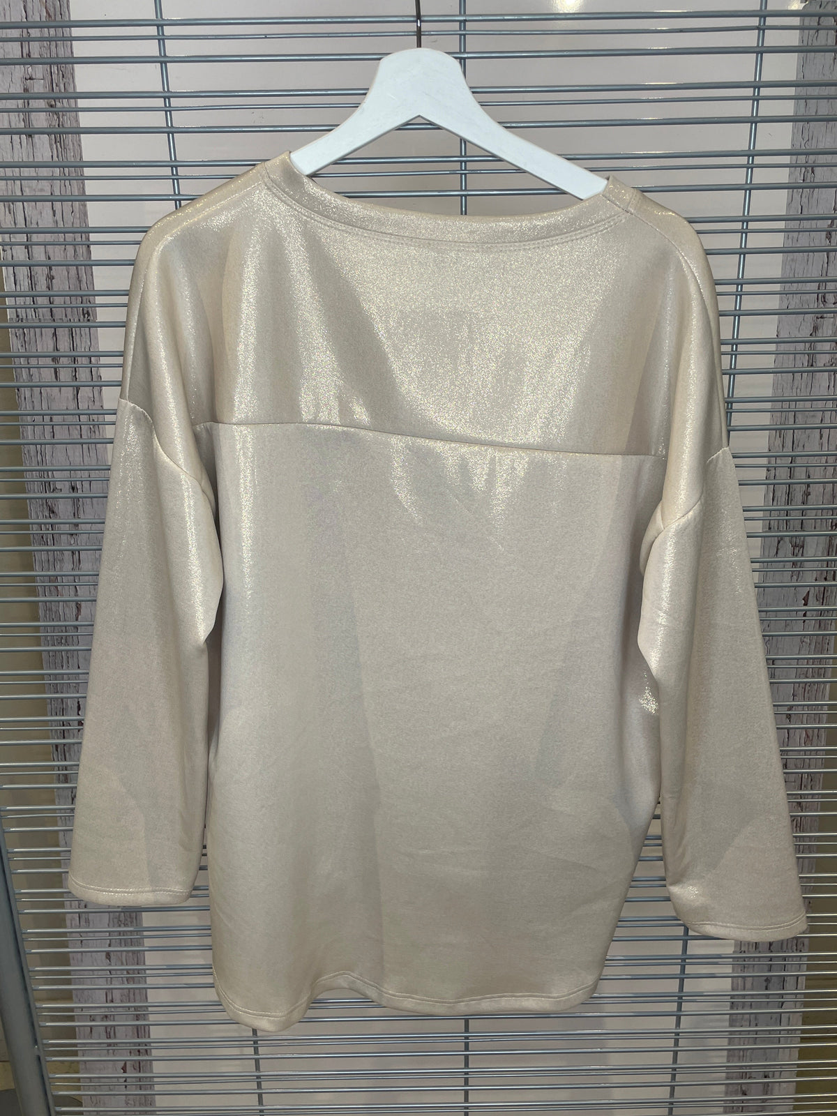Shimmer Drawstring Hem Sweatshirt – Champagne