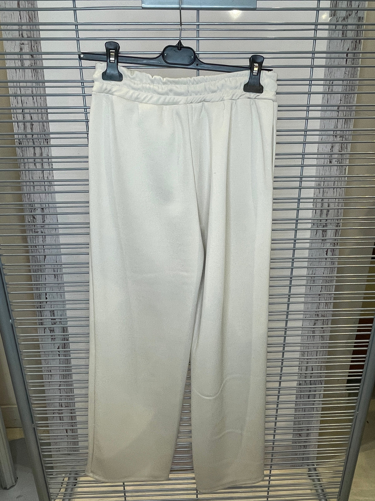 Soft Wide-Leg Drawstring Pants with Center Seam – Cream