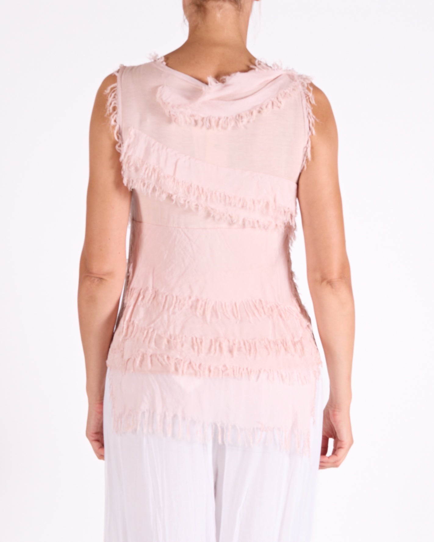 Carnation Raw Edge Multi Layer Sleeveless Tank Top