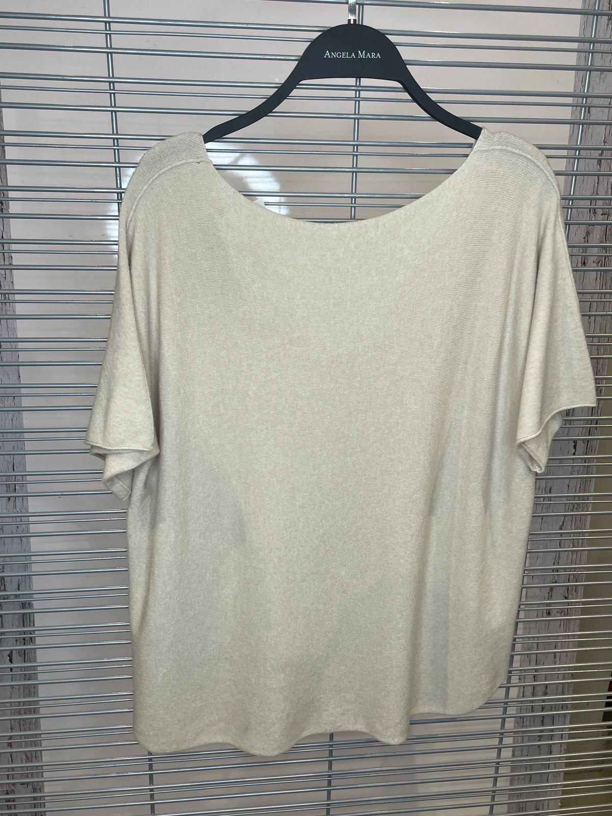 Lightweight Wide V-Neck Knit Sweater – Beige