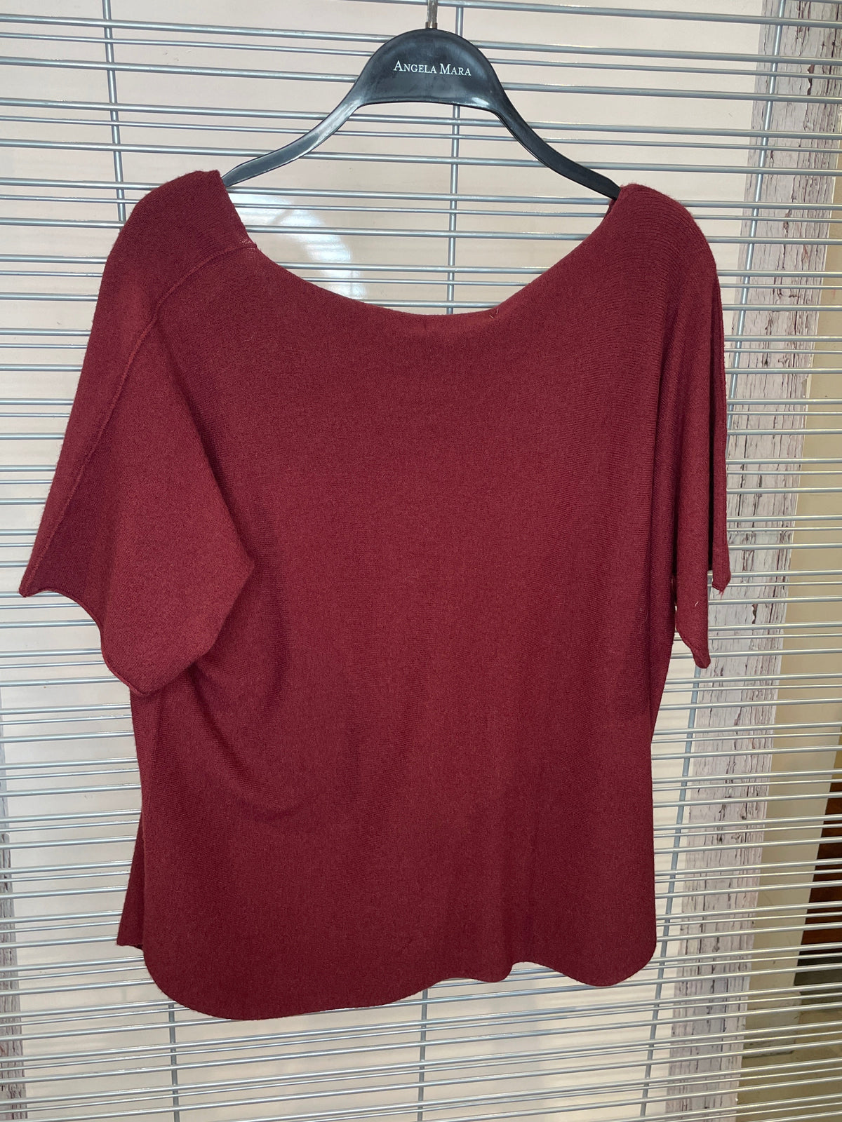 Lightweight Wide V-Neck Knit Sweater – Wine