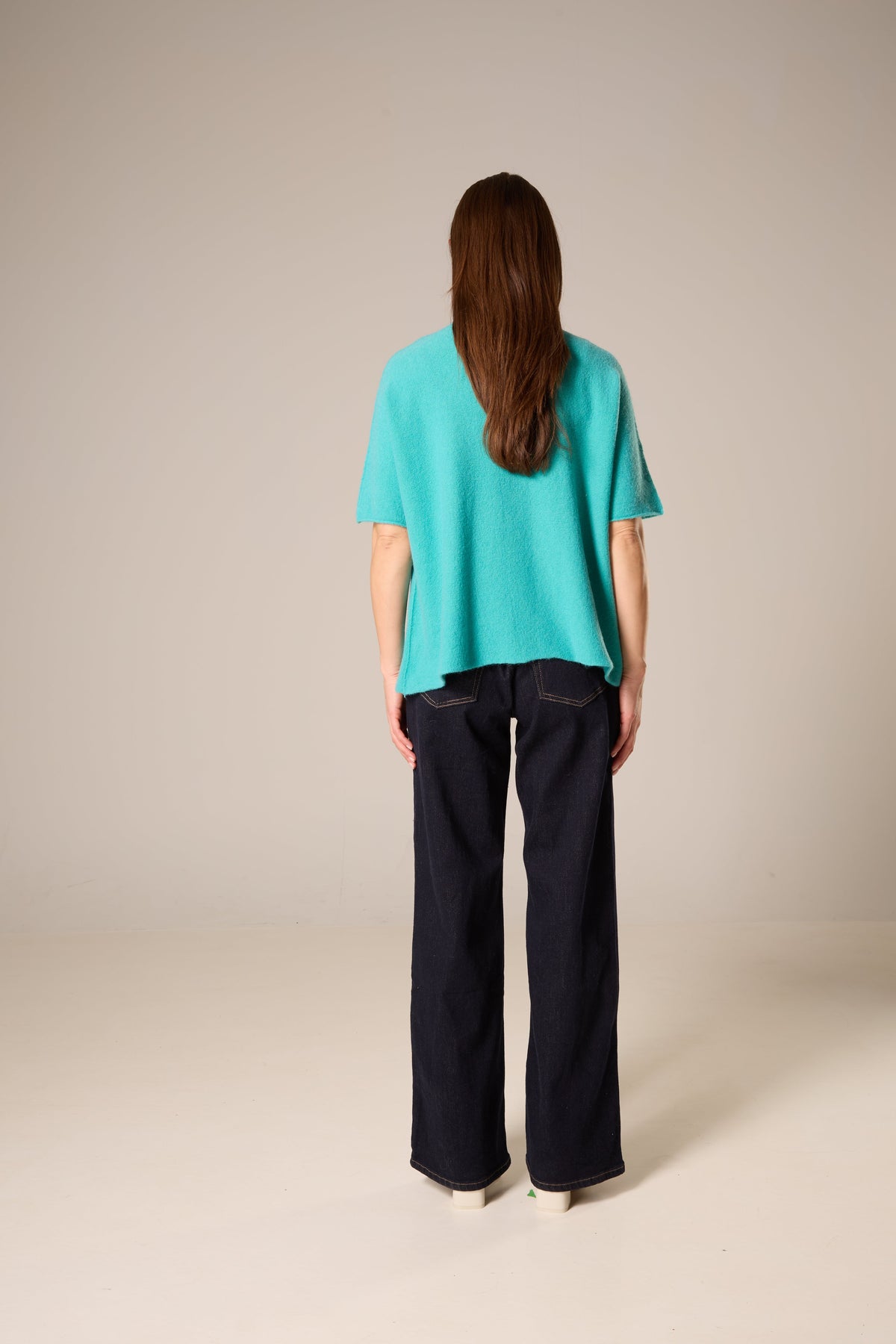 Soft Brushed Knit Mock Neck Top with Short Sleeves – Teal