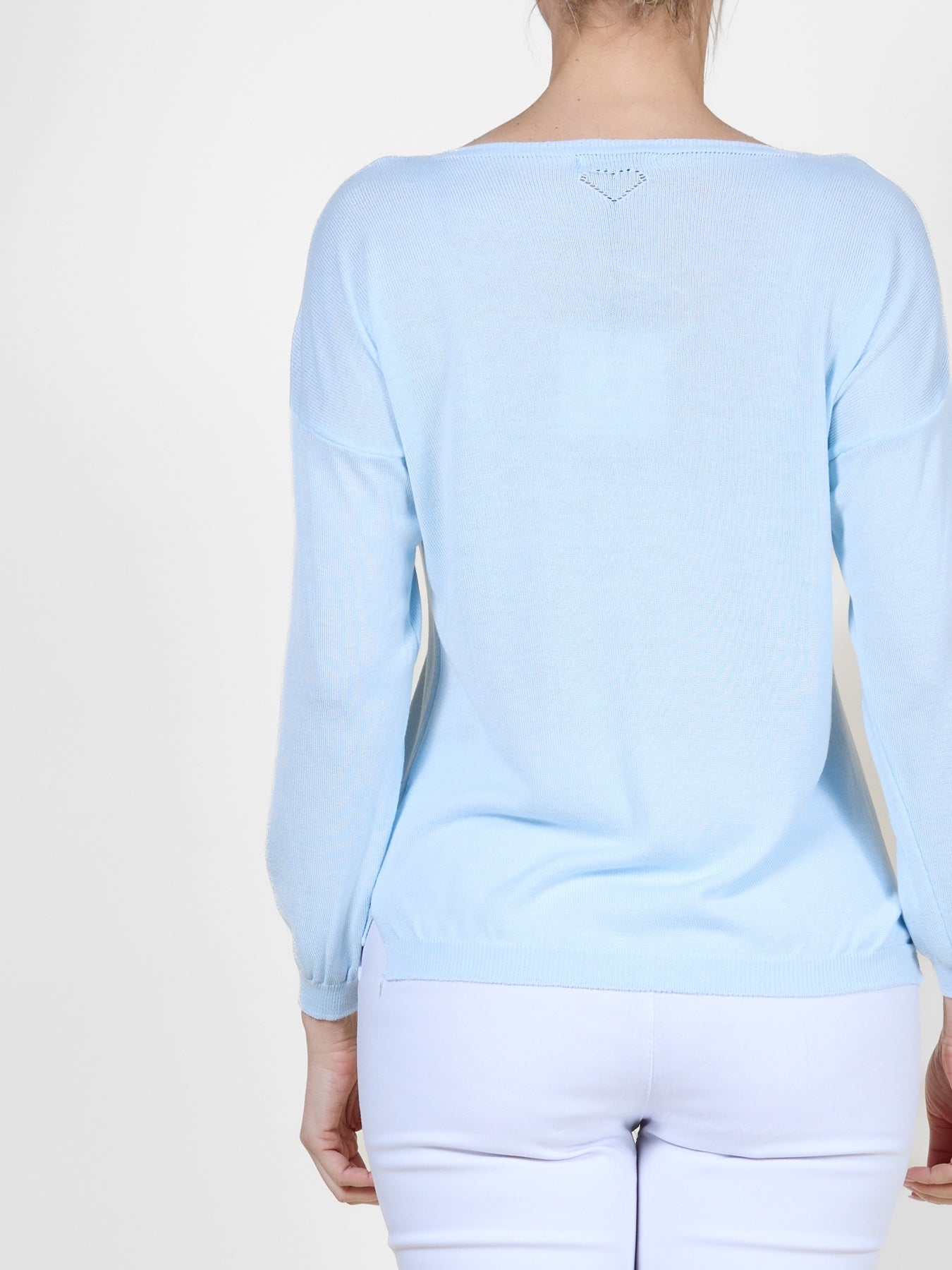 Haut à manches longues en maille bleu clair