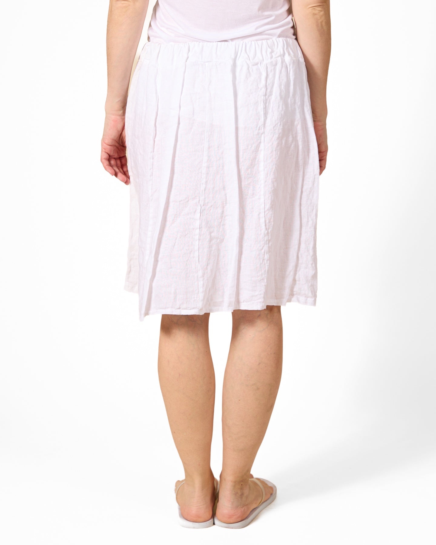 White Pull On Wide Skirt