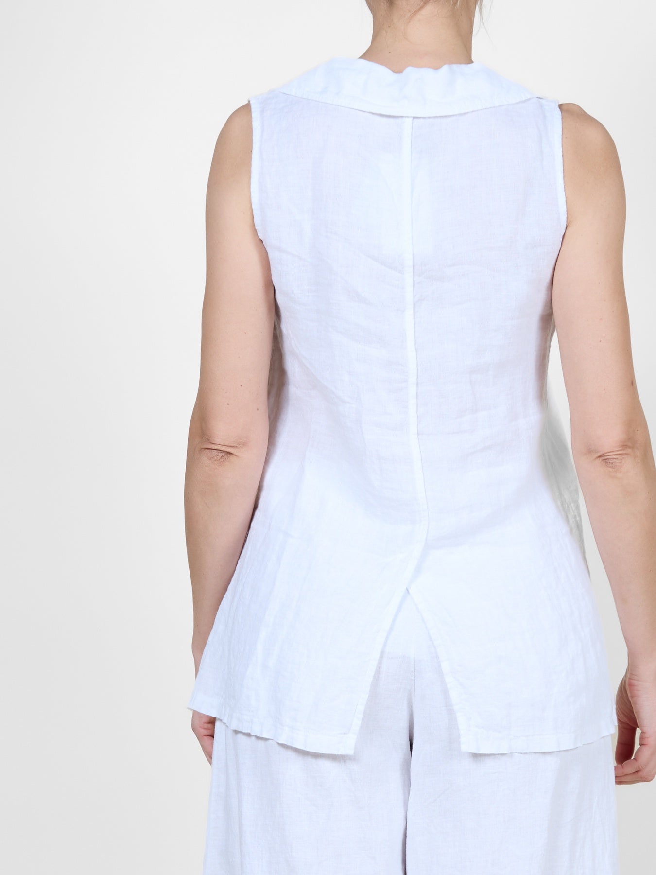 White Button-Front Sleeveless Vest