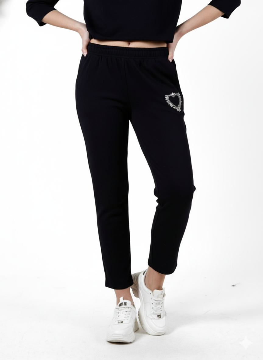 Pantalon noir à cordon de serrage
