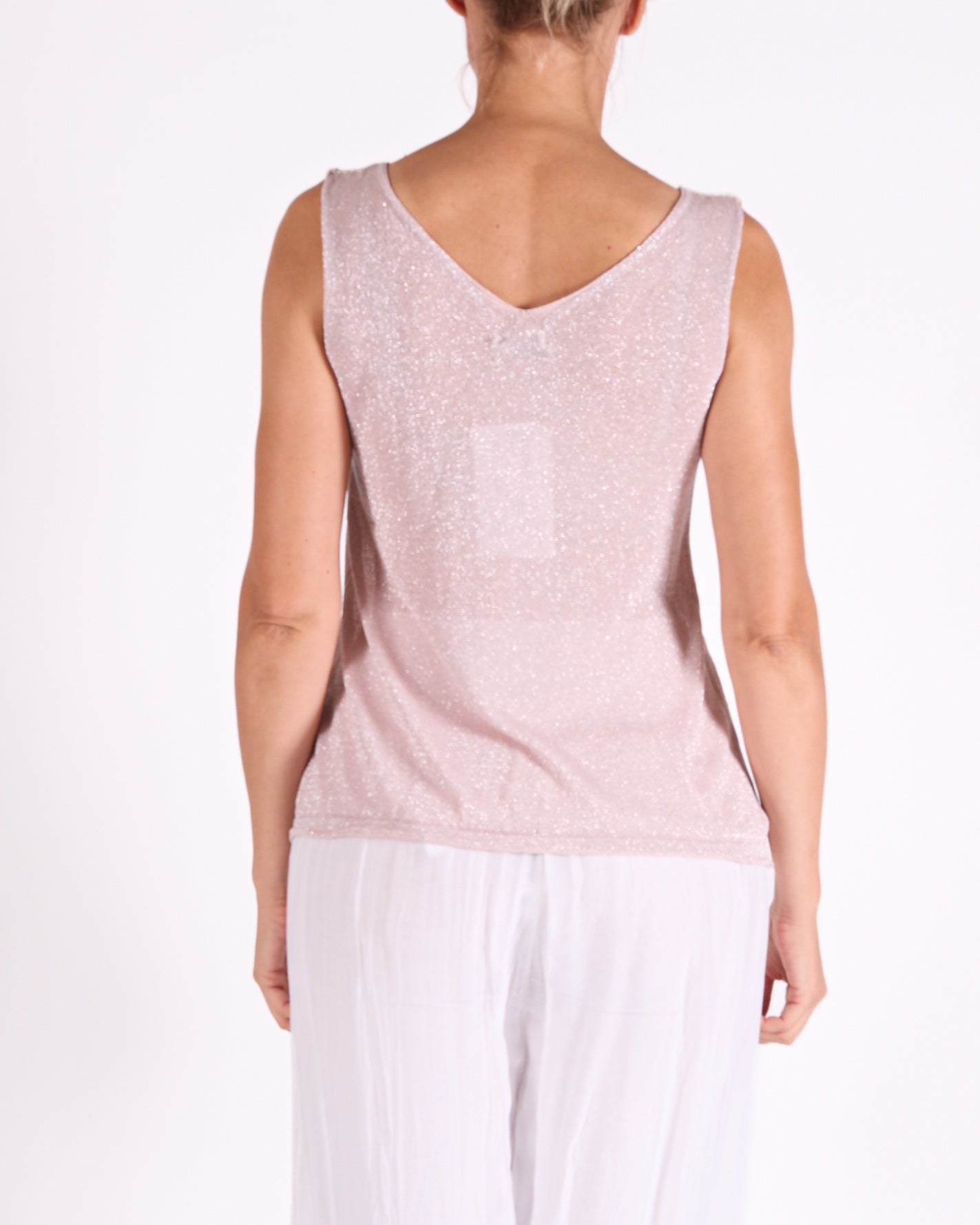 Rose Lurex Mesh Tank Top
