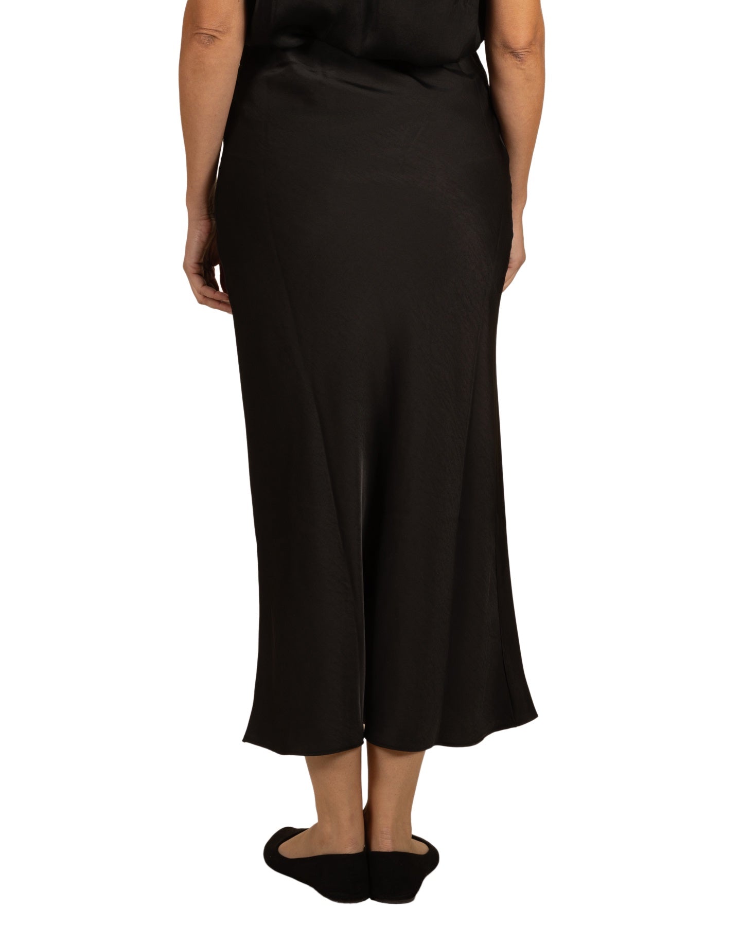 Black Pull On Flare Skirt