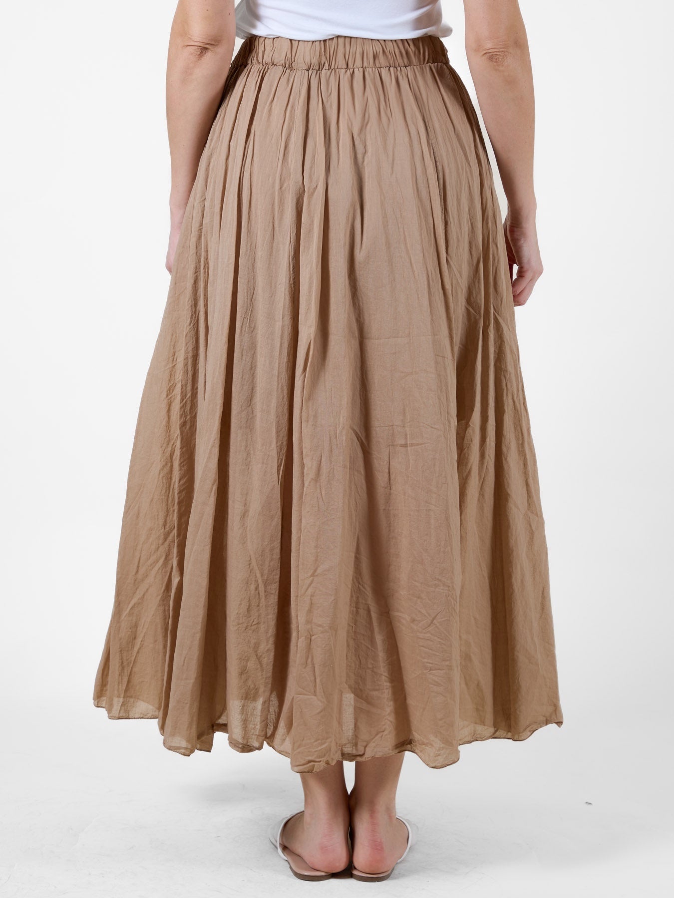 Jupe de plage longue et fluide taupe avec taille élastique