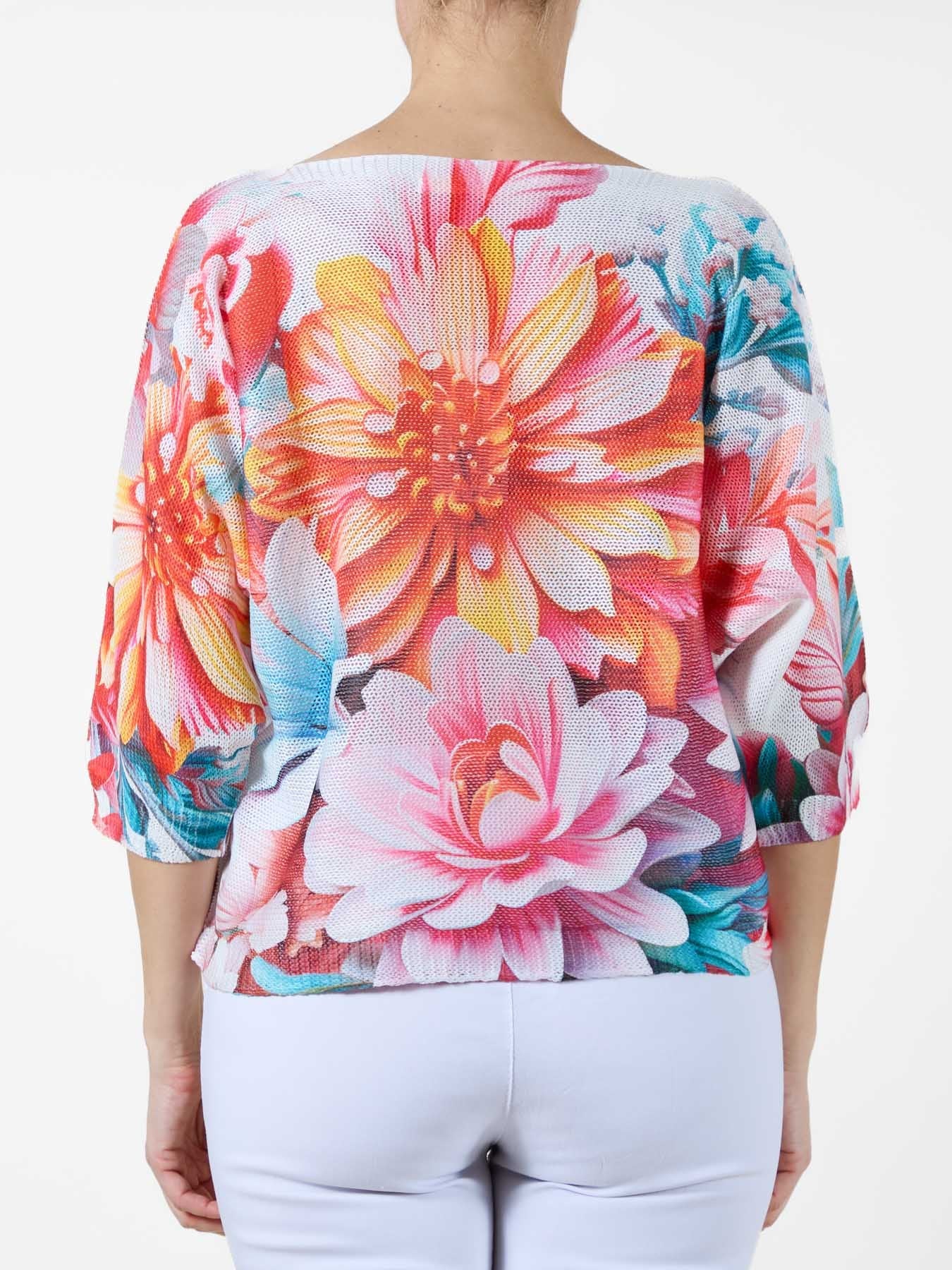 Cherry Top with Bold Red Floral Print