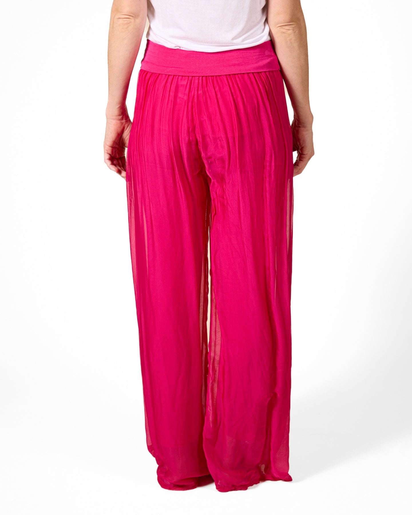 Pantalon Cherry à enfiler à large bande doublé en soie et mélange de soie