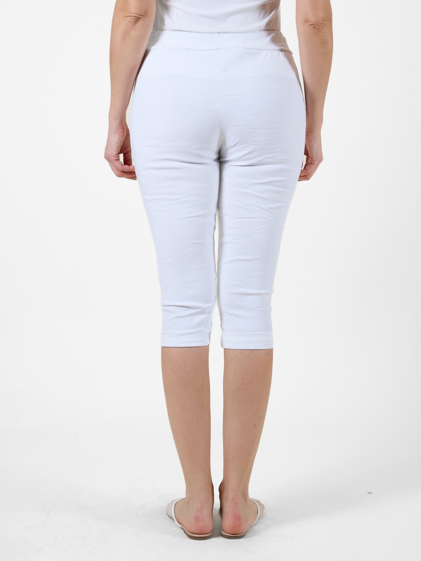 White Pull-On Jogger Capri Pants