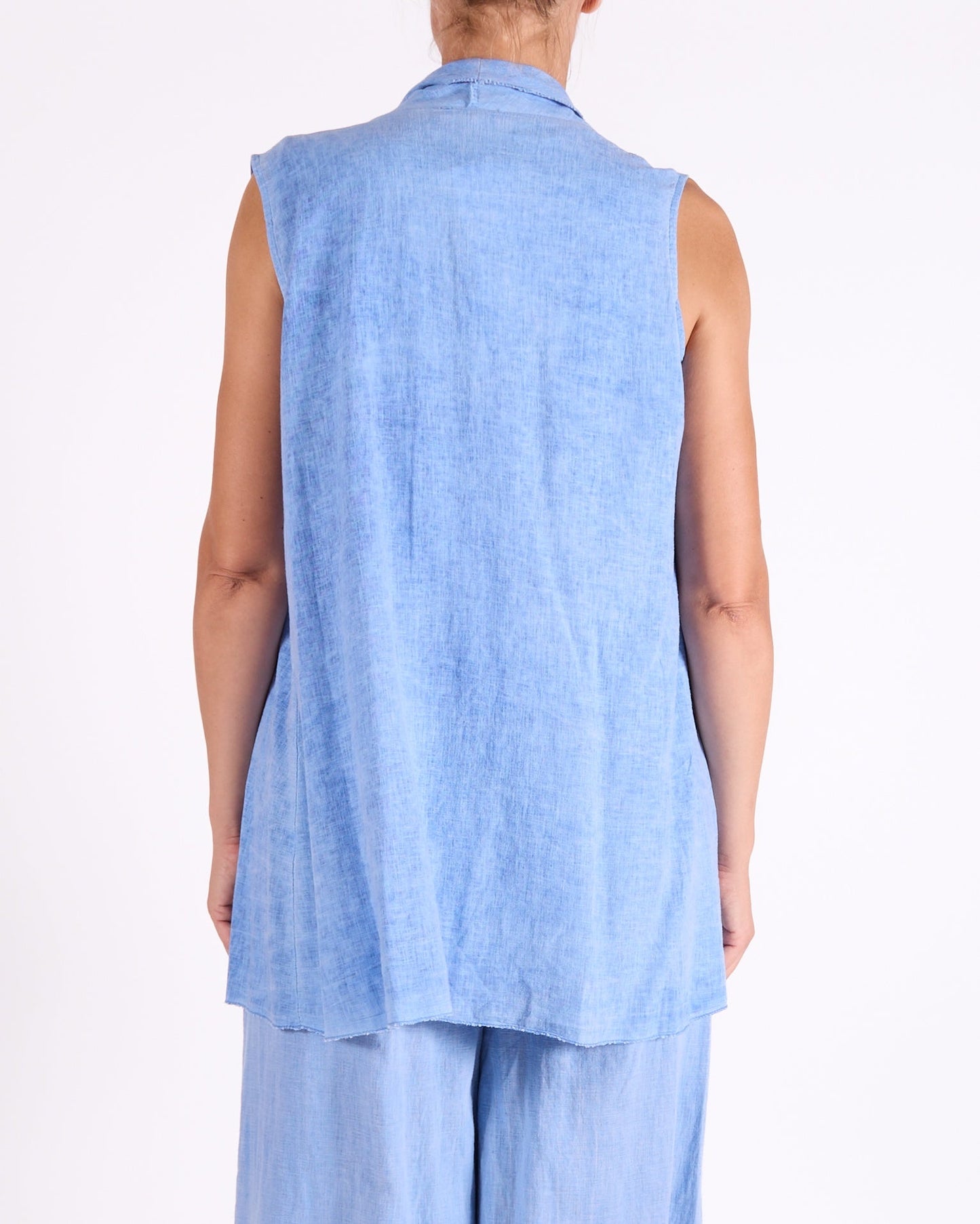 Ocean Blue Sleeveless Lightweight Vest Cardigan