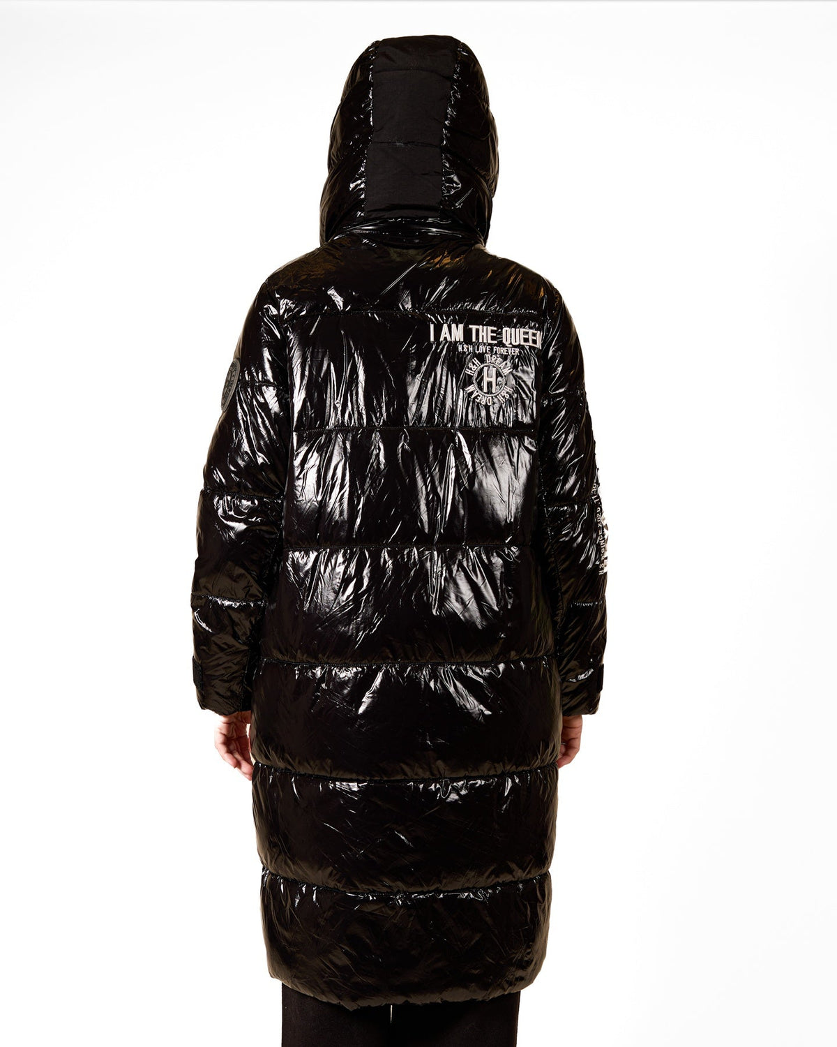 Black Cargo Pocket Long Puffer Coat