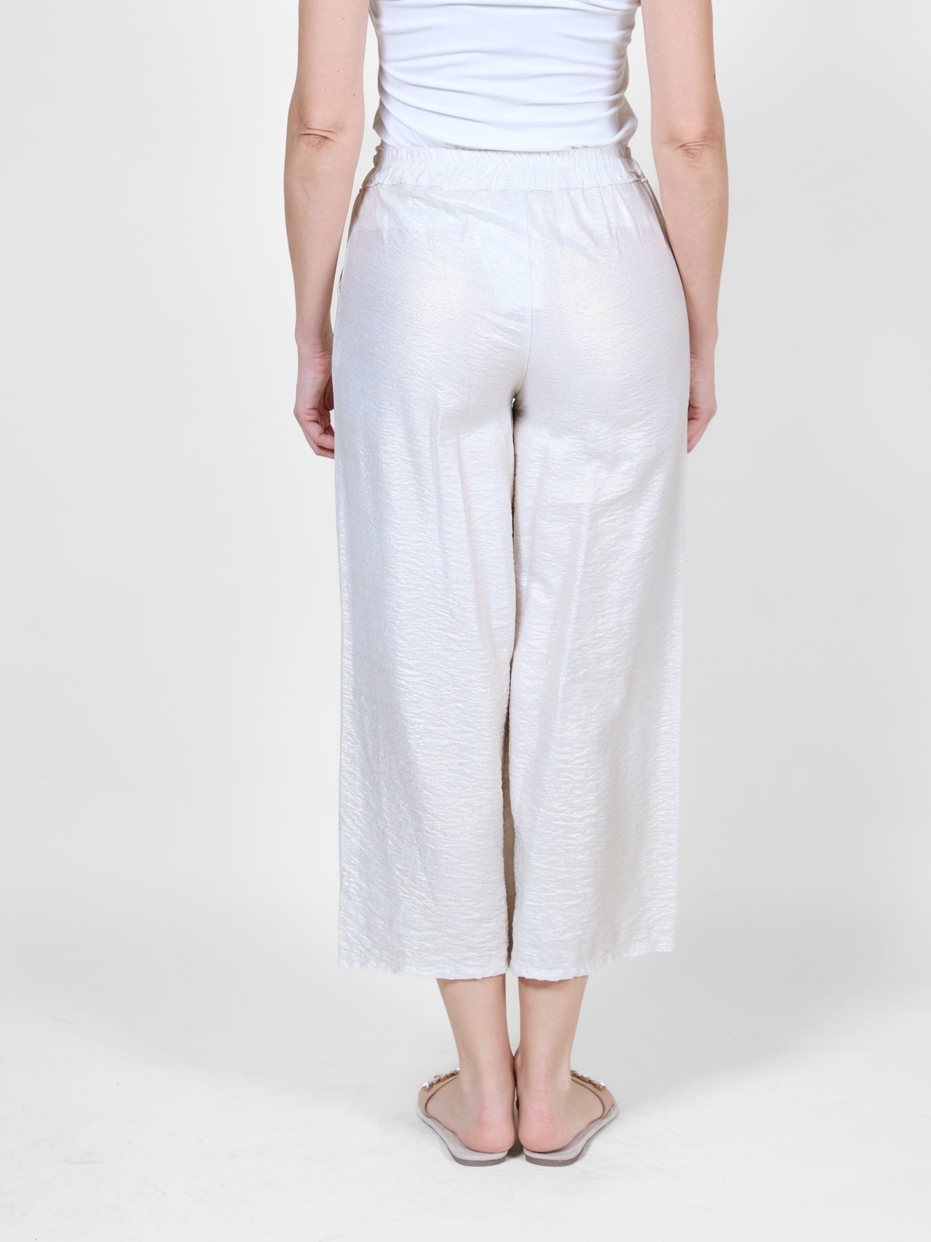 Sand Cropped Pull-On Flowing Pants