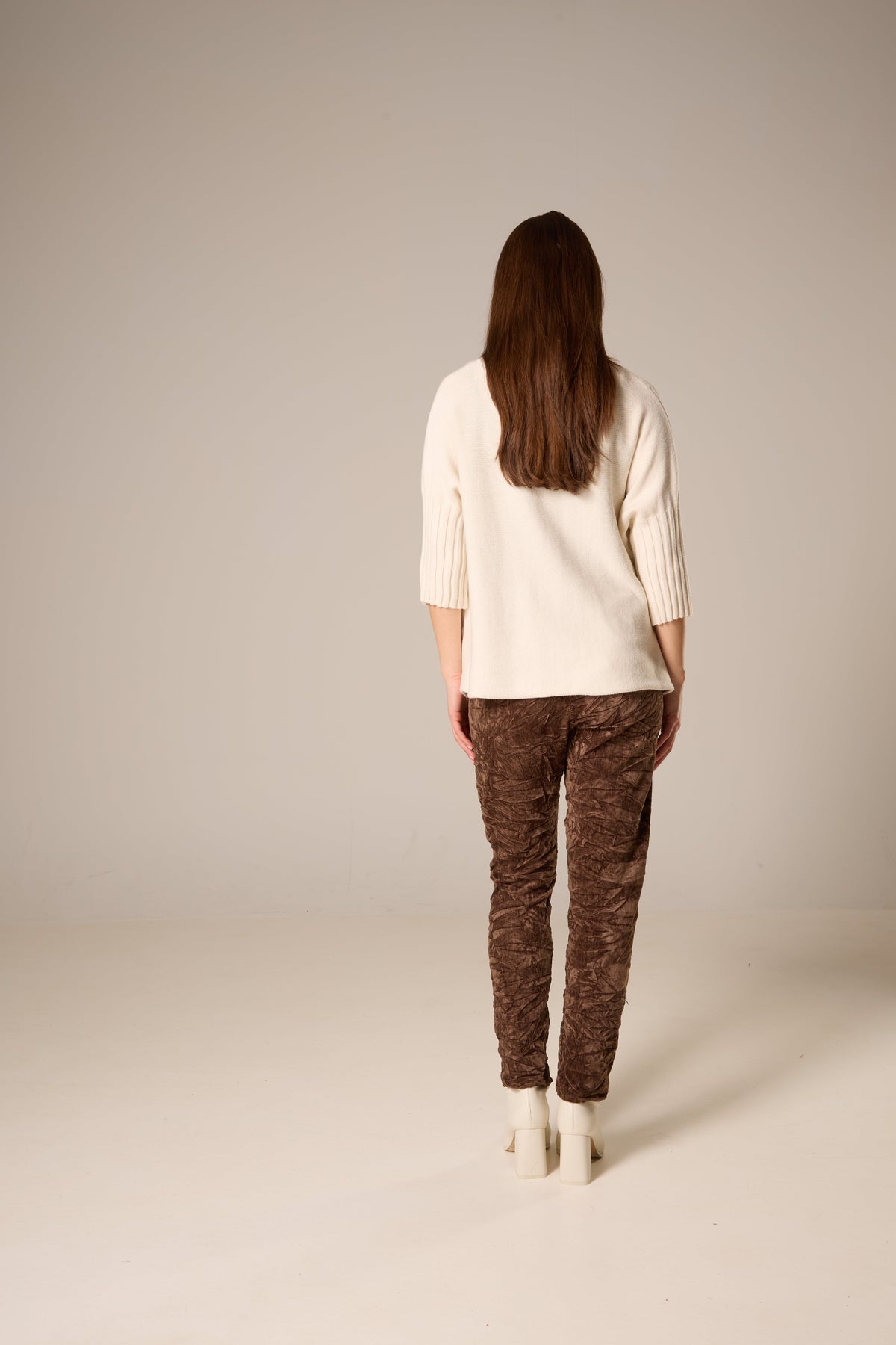 Oversized Cowl Neck Sweater with Ribbed Batwing Sleeves – Cream