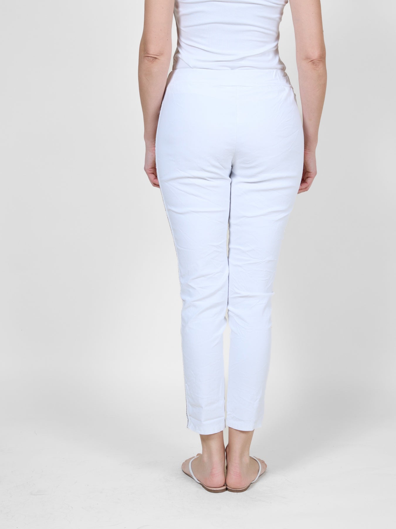 White Joggers with Bead Detail