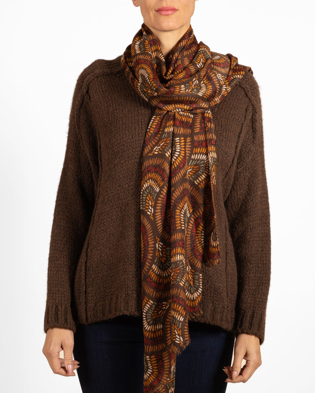 Espresso Mock Nek Reverse Side Seam Sweater