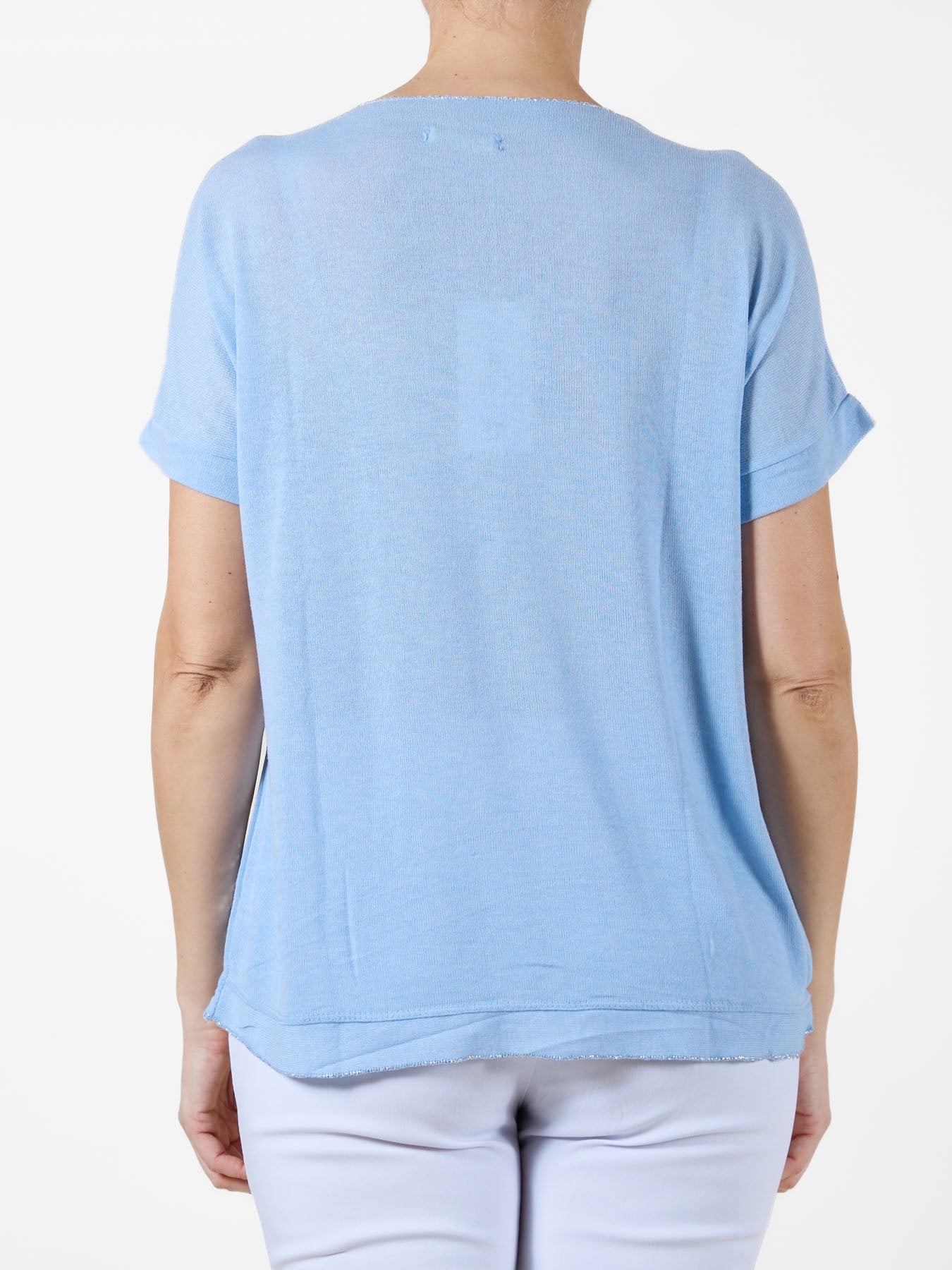 Sky Blue T-Shirt with Metallic Silver Speckles