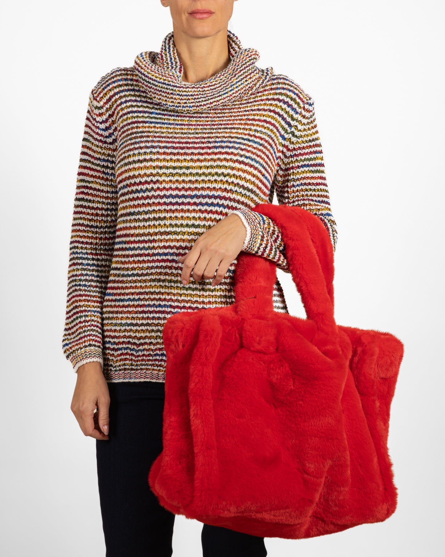 Pull à col châle multicolore