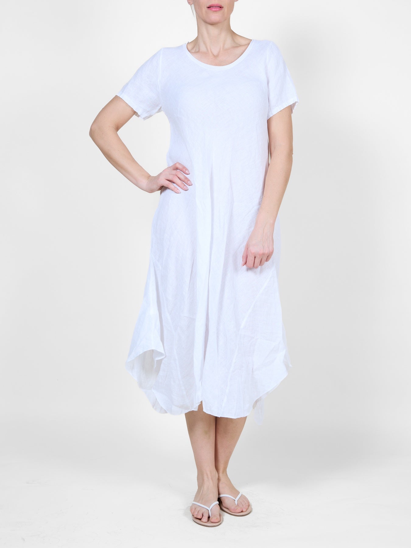 flowy t shirt dress White T-Shirt Dress with Flowy Asymmetrical Hem – Angelamara Store