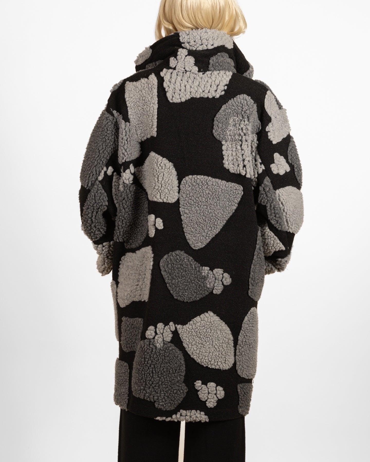 Manteau Sherpa à double boutonnage en étain, deux poches