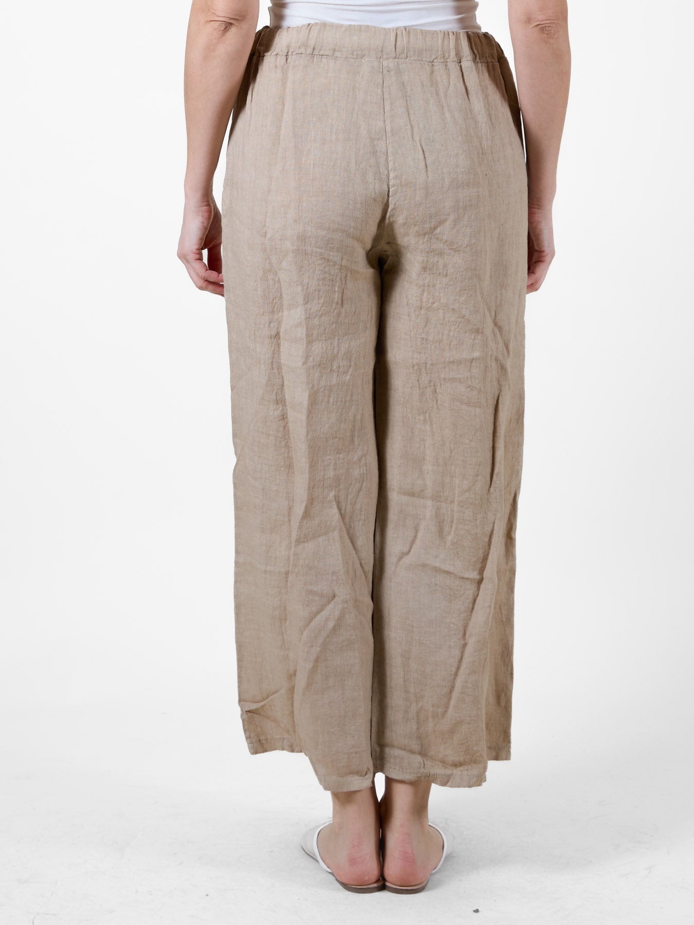 Pantalon de plage style lin sable avec taille à cordon
