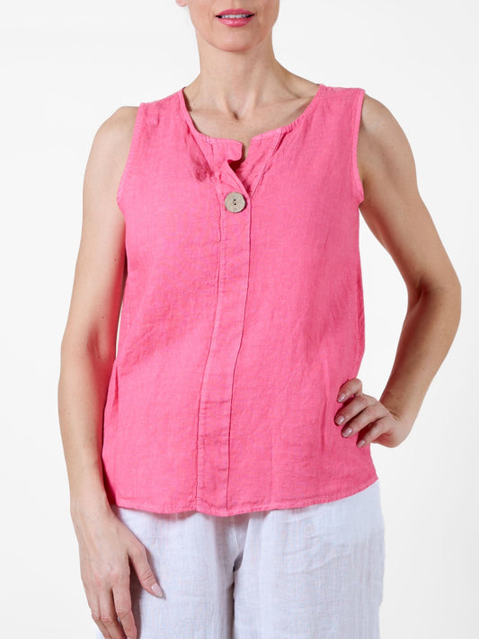 Débardeur asymétrique à boutons cerise