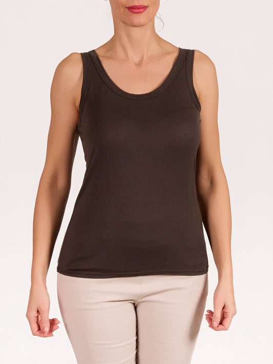 Camisole espresso à col rond
