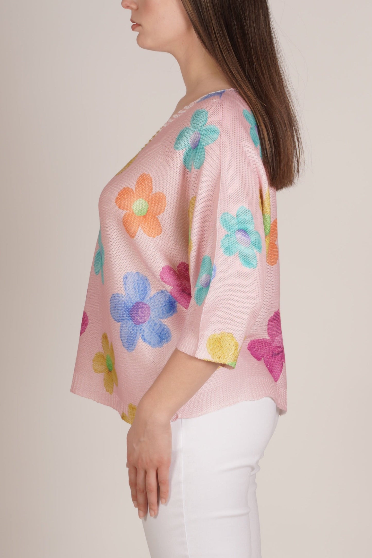 Pull à col rond Carnation imprimé marguerites multicolores