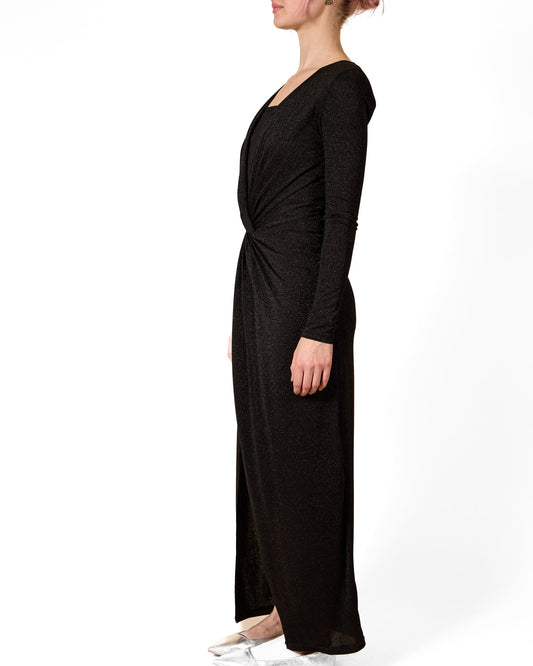 Robe longue à paillettes ébène deux pièces