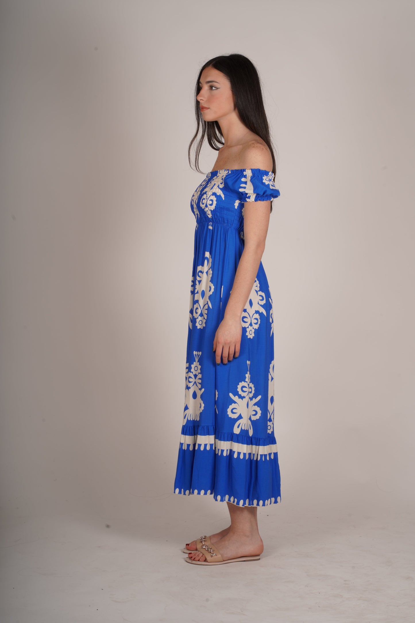 Robe à épaules dénudées Paon