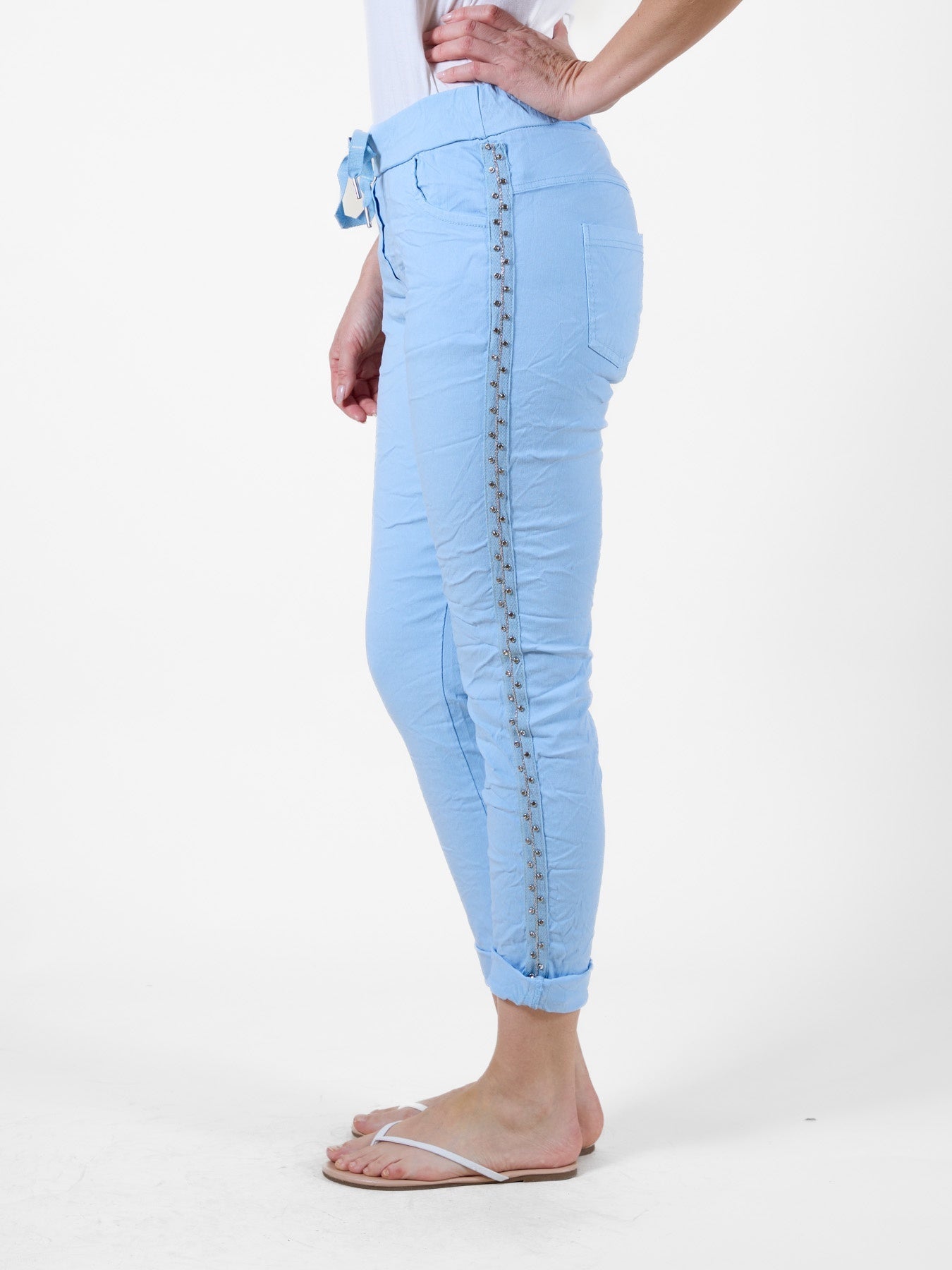 Pantalon de jogging bleu clair avec cordon de serrage à la taille