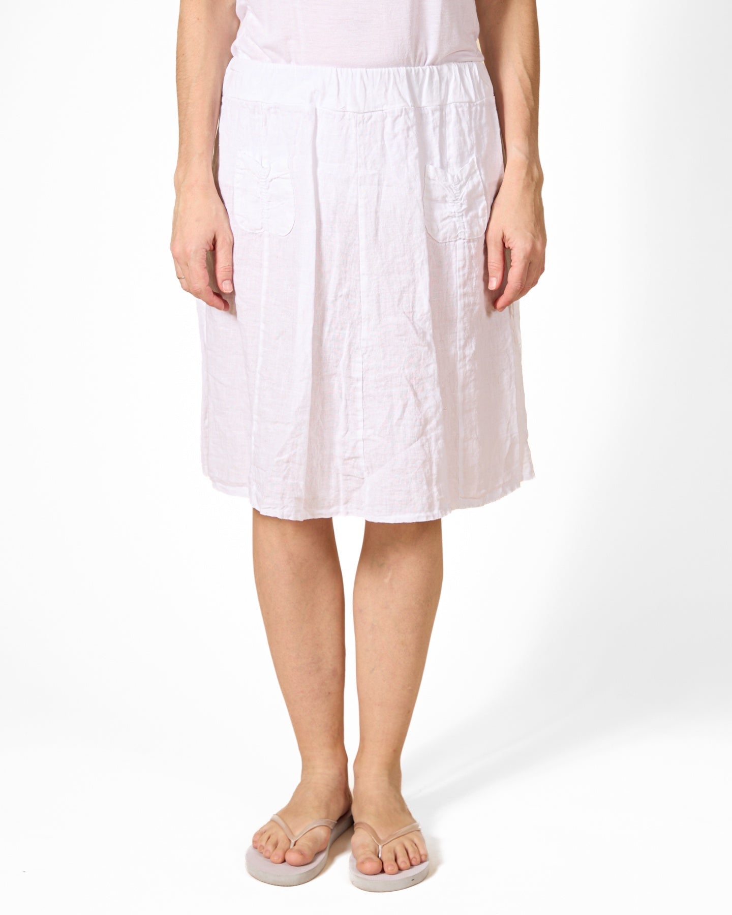 White Pull On Wide Skirt