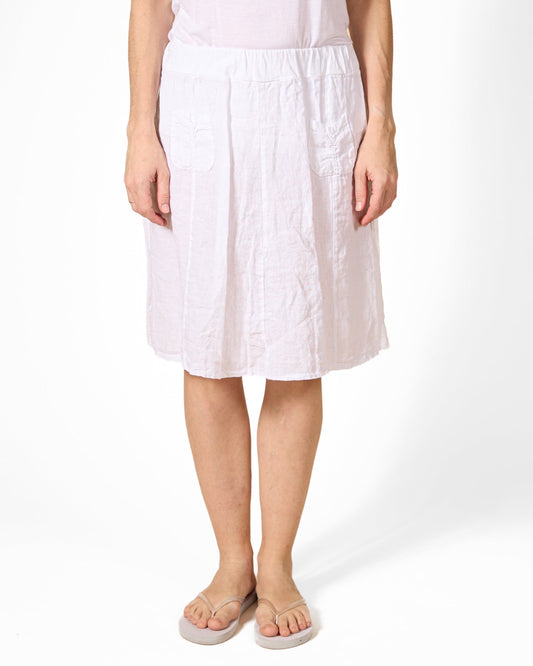 White Pull On Wide Skirt