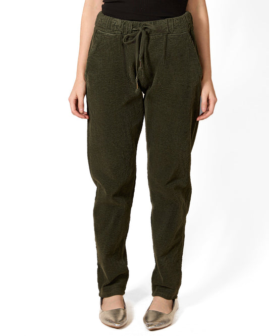 Pantalon militaire à cordon de serrage, style Poo Boy, côtelé.