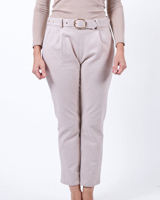 Pantalon en feutre beige à ceinture arrière