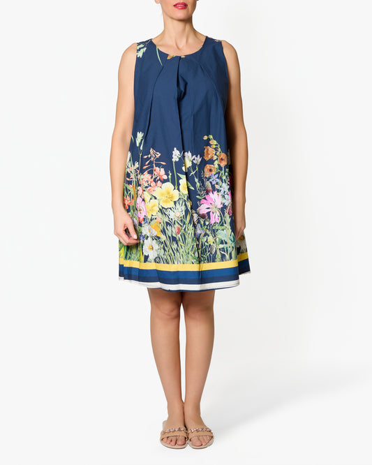 Robe midi sans manches midnight avec bas floral