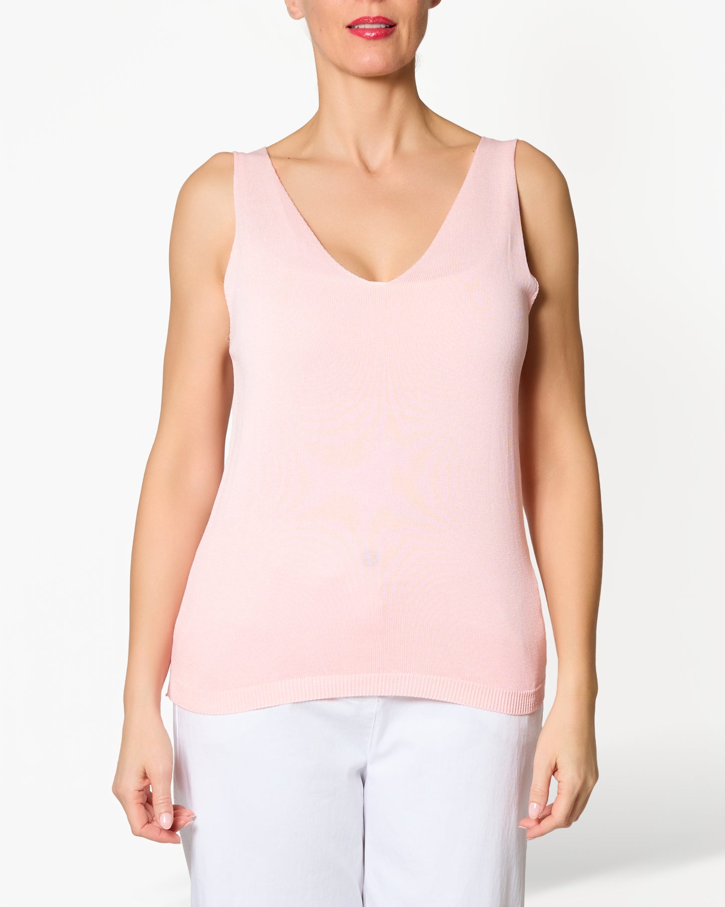 Camisole rose bubblegum à encolure en V profond à l’avant et au dos